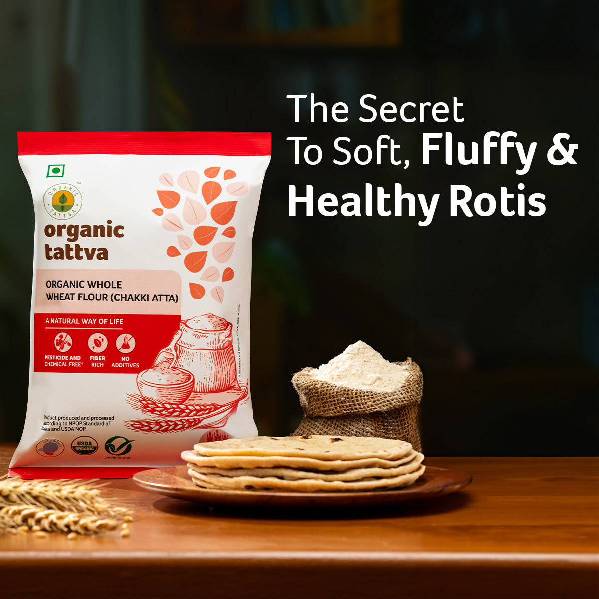 Organic Tattva Organic Whole Wheat Flour (Chakki Atta)