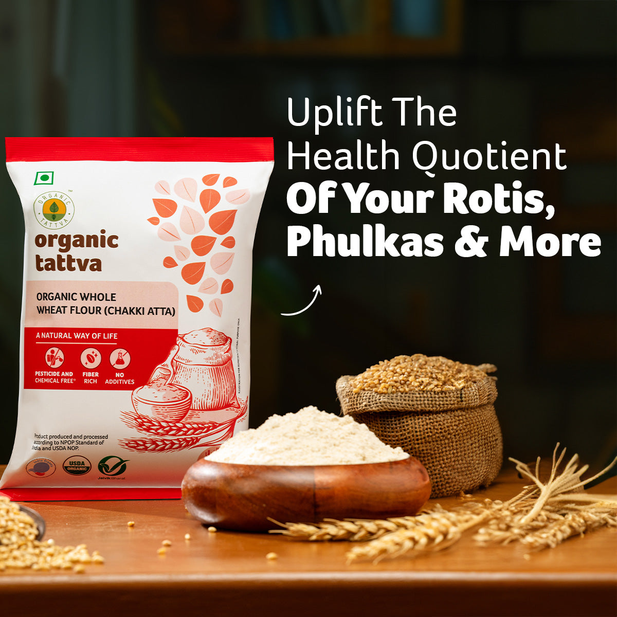 Organic Tattva Organic Whole Wheat Flour (Chakki Atta)