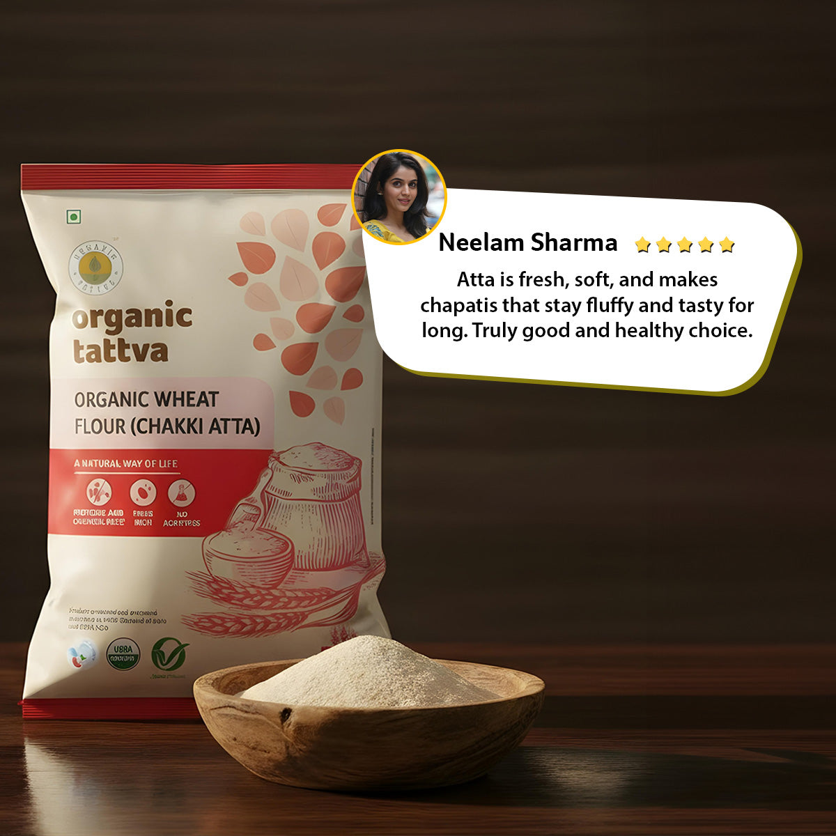 Organic Tattva Organic Whole Wheat Flour (Chakki Atta)