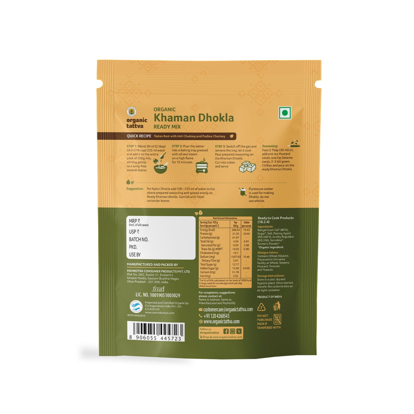Organic Tattva Organic Khaman Dhokla Ready Mix