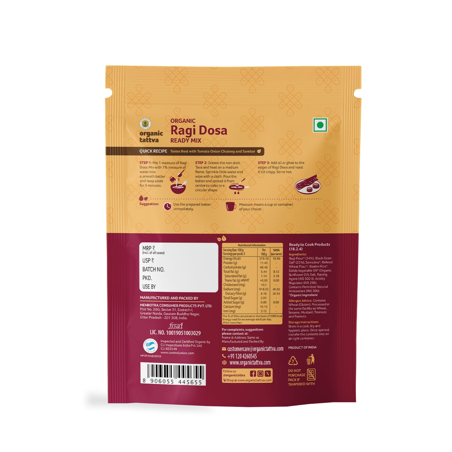 Organic Tattva Organic Ragi Dosa Ready Mix