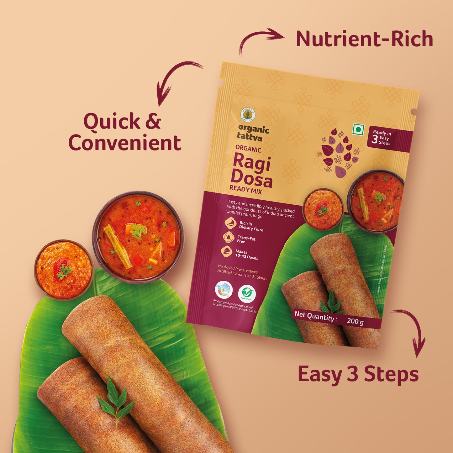 Organic Tattva Organic Ragi Dosa Ready Mix