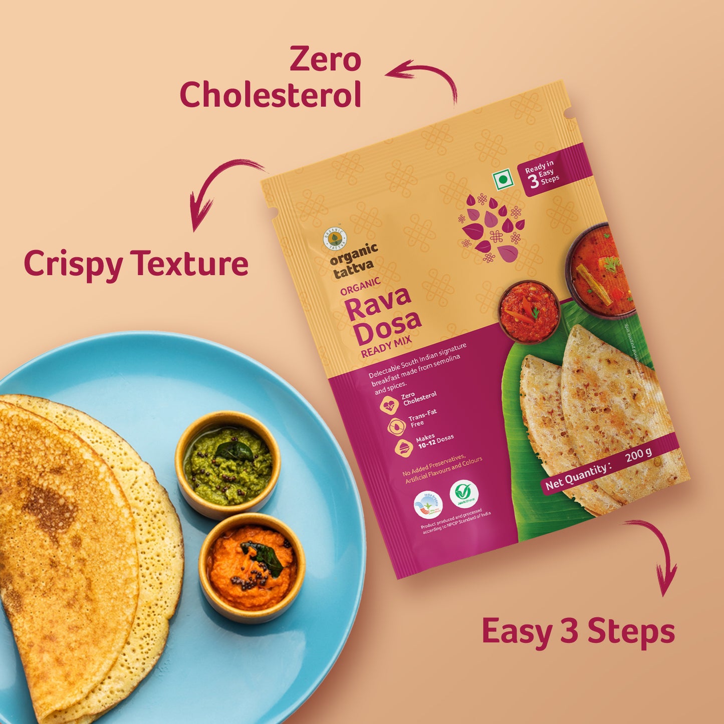 Organic Tattva Organic Rava Dosa Ready Mix