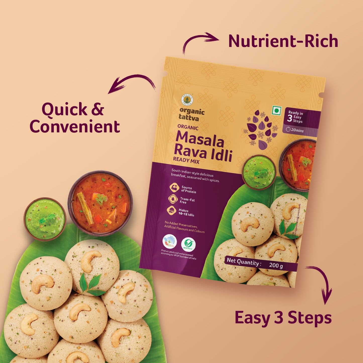 Organic Tattva Organic Masala Rava Idli Ready Mix