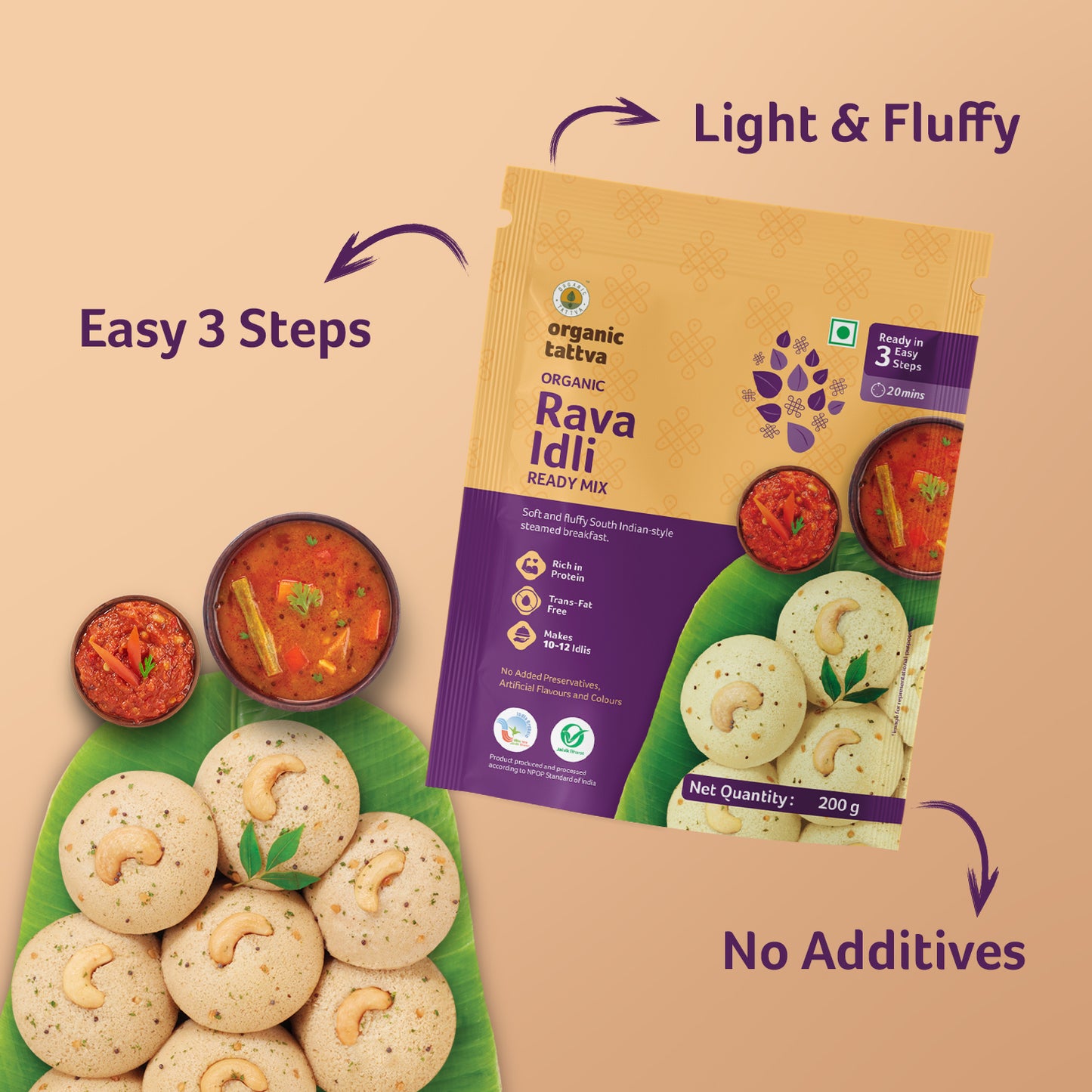 Organic Tattva Organic Rava Idli Ready Mix