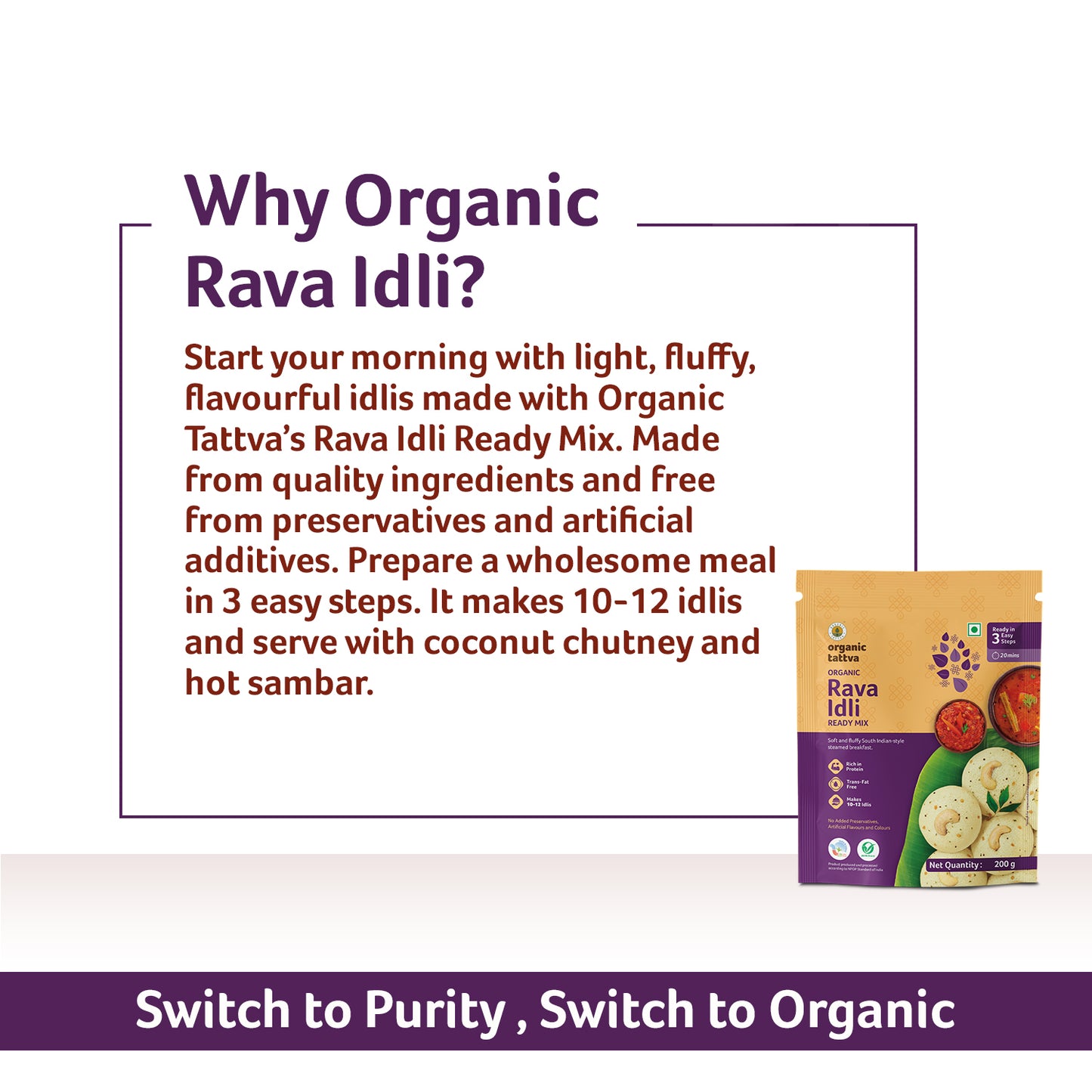 Organic Tattva Organic Rava Idli Ready Mix