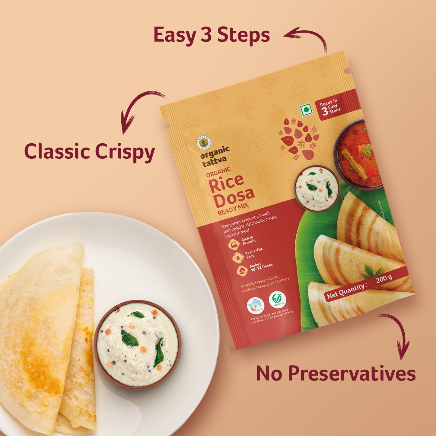 Organic Tattva Organic Rice Dosa Ready Mix
