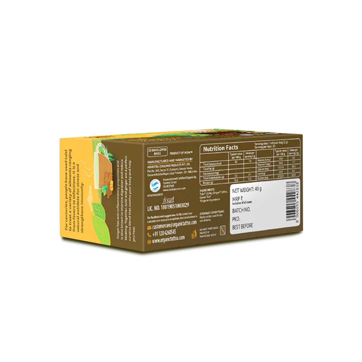 Organic tattva Organic Tulsi Ginger Tea (20 teabags)