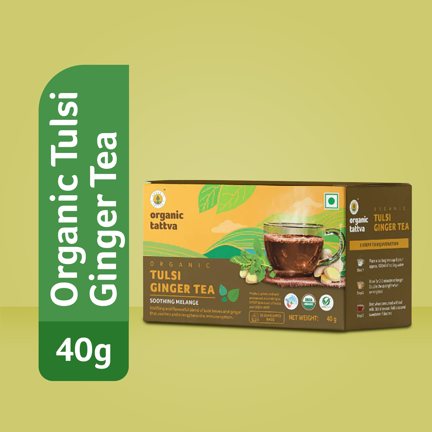 Organic tattva Organic Tulsi Ginger Tea (20 teabags)
