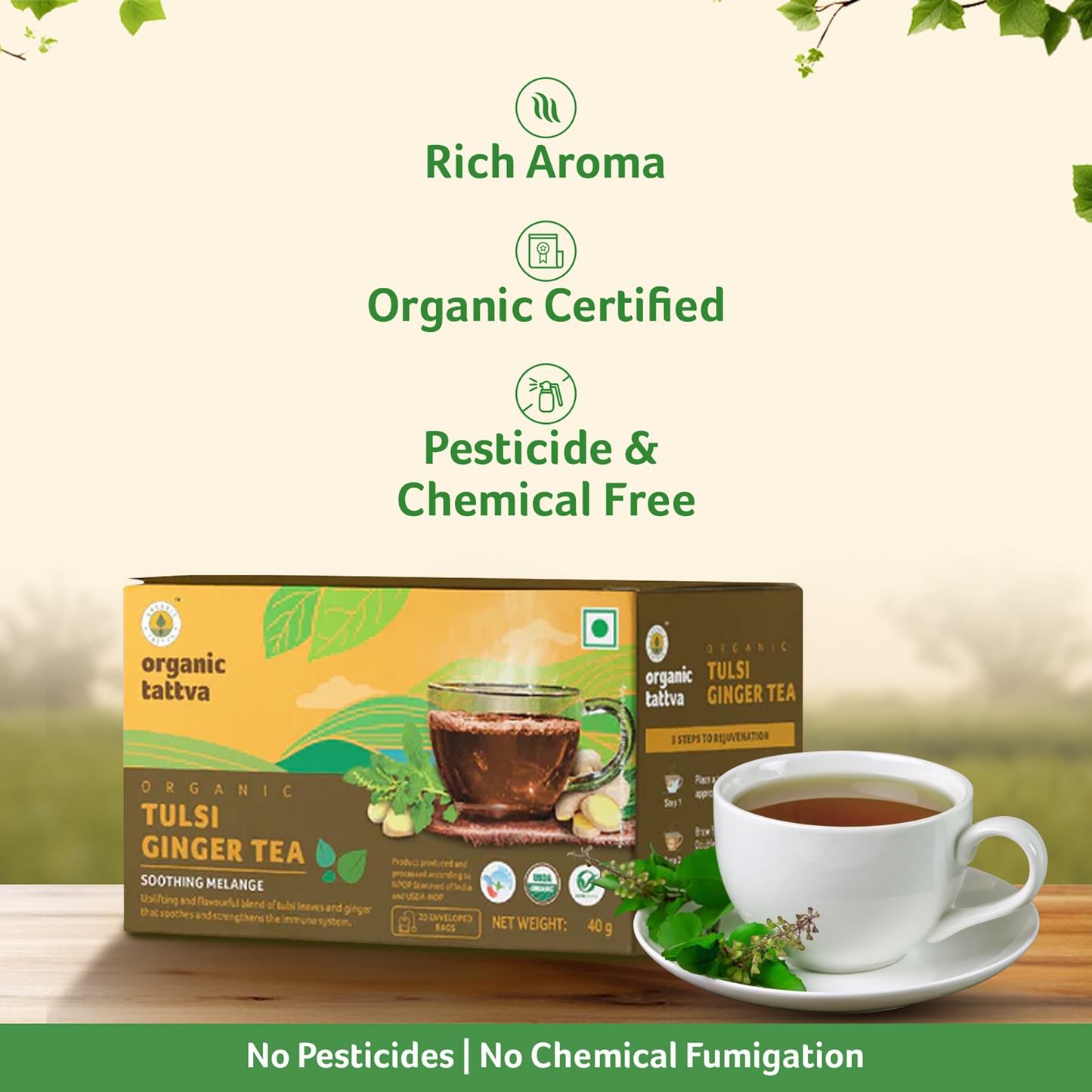 Organic tattva Organic Tulsi Ginger Tea (20 teabags)