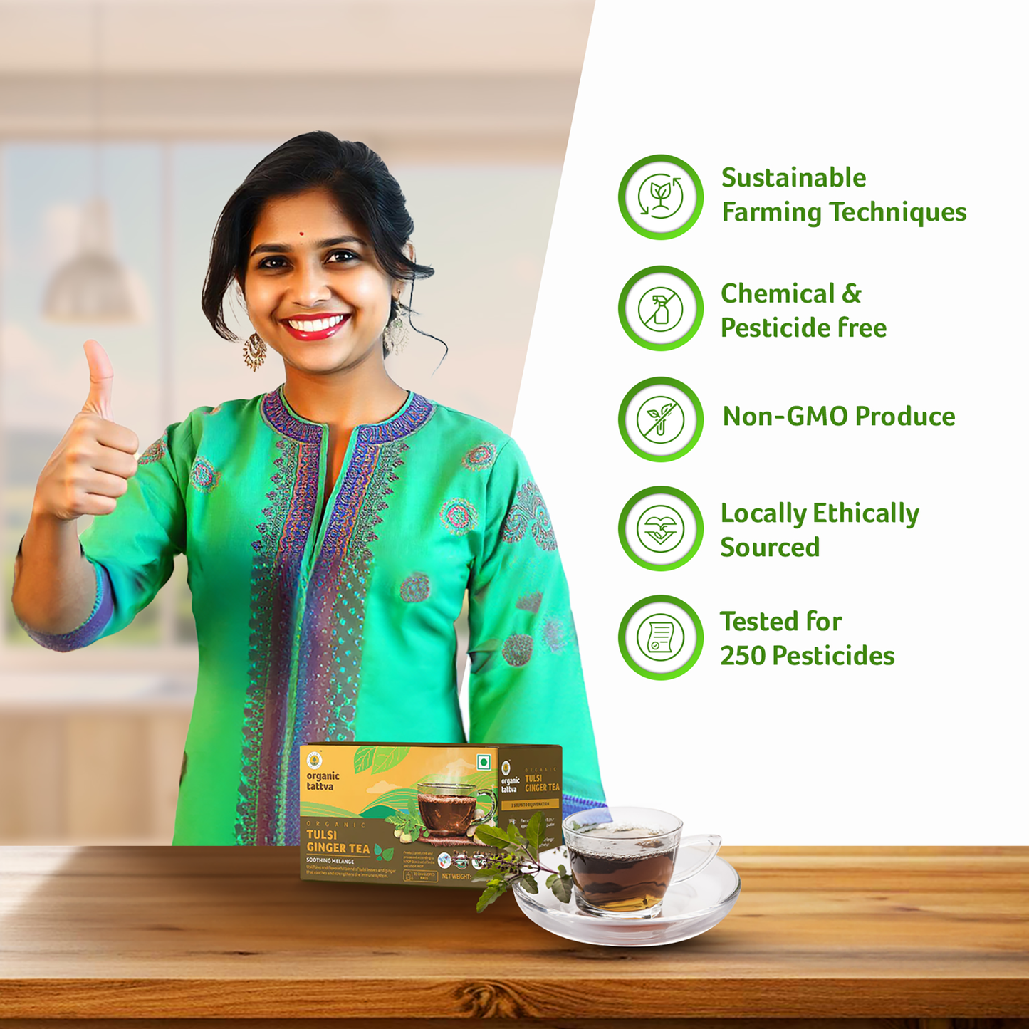 Organic tattva Organic Tulsi Ginger Tea (20 teabags)