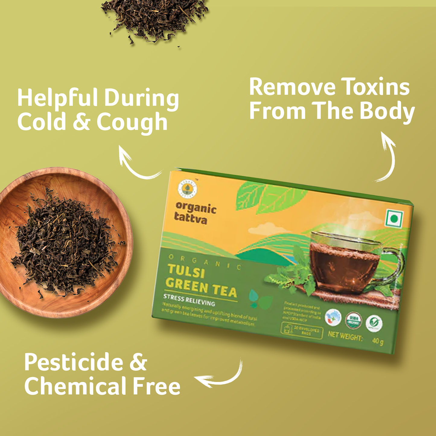 Organic Tattva Organic Tulsi Green Tea (20 teabags)