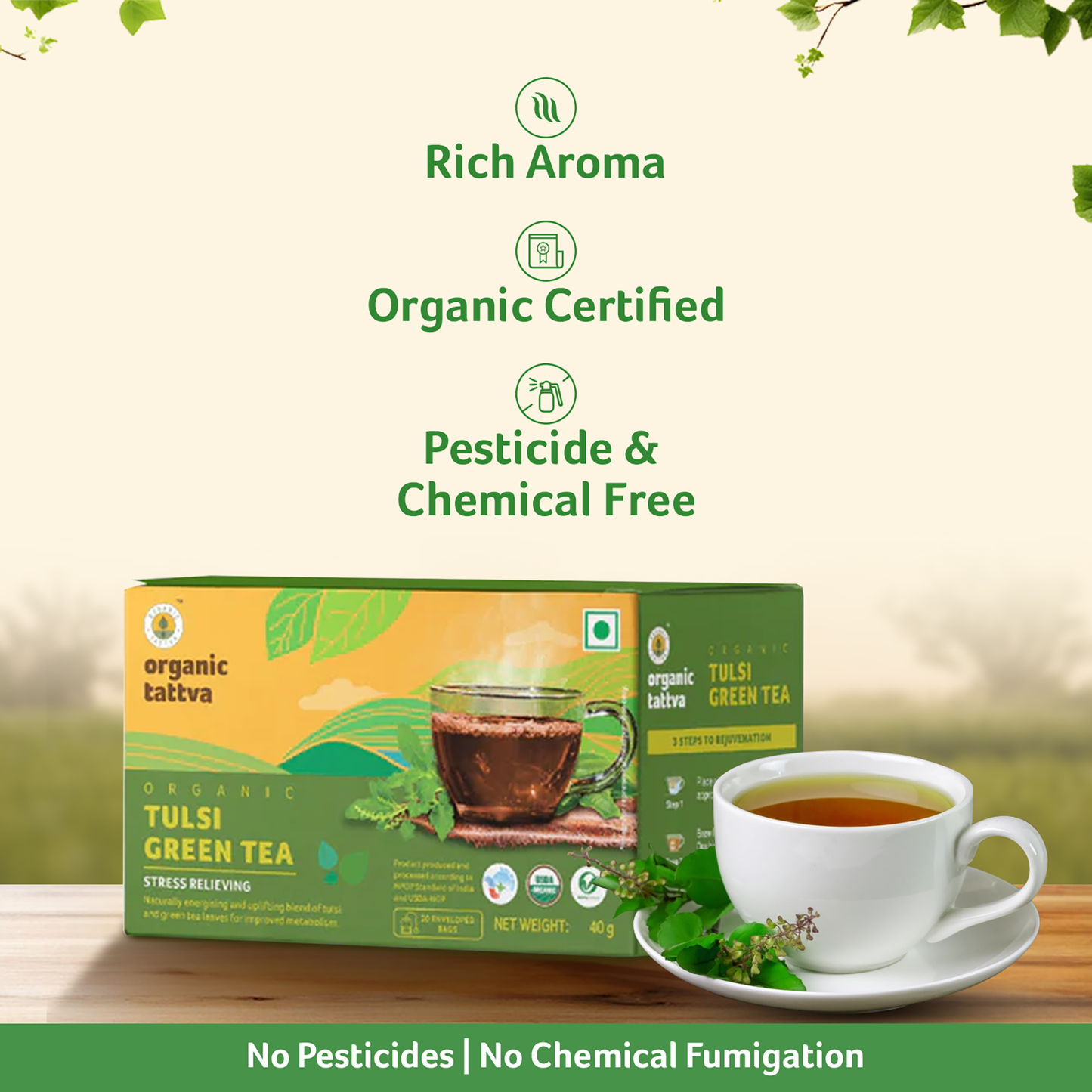 Organic Tattva Organic Tulsi Green Tea (20 teabags)