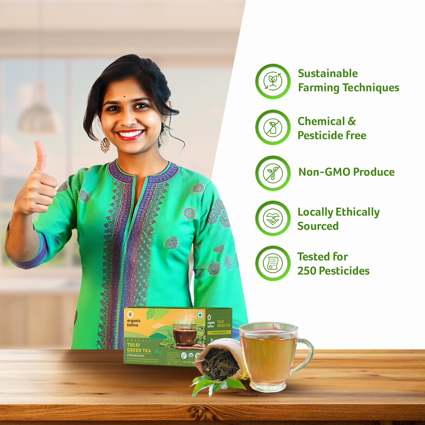 Organic Tattva Organic Tulsi Green Tea (20 teabags)