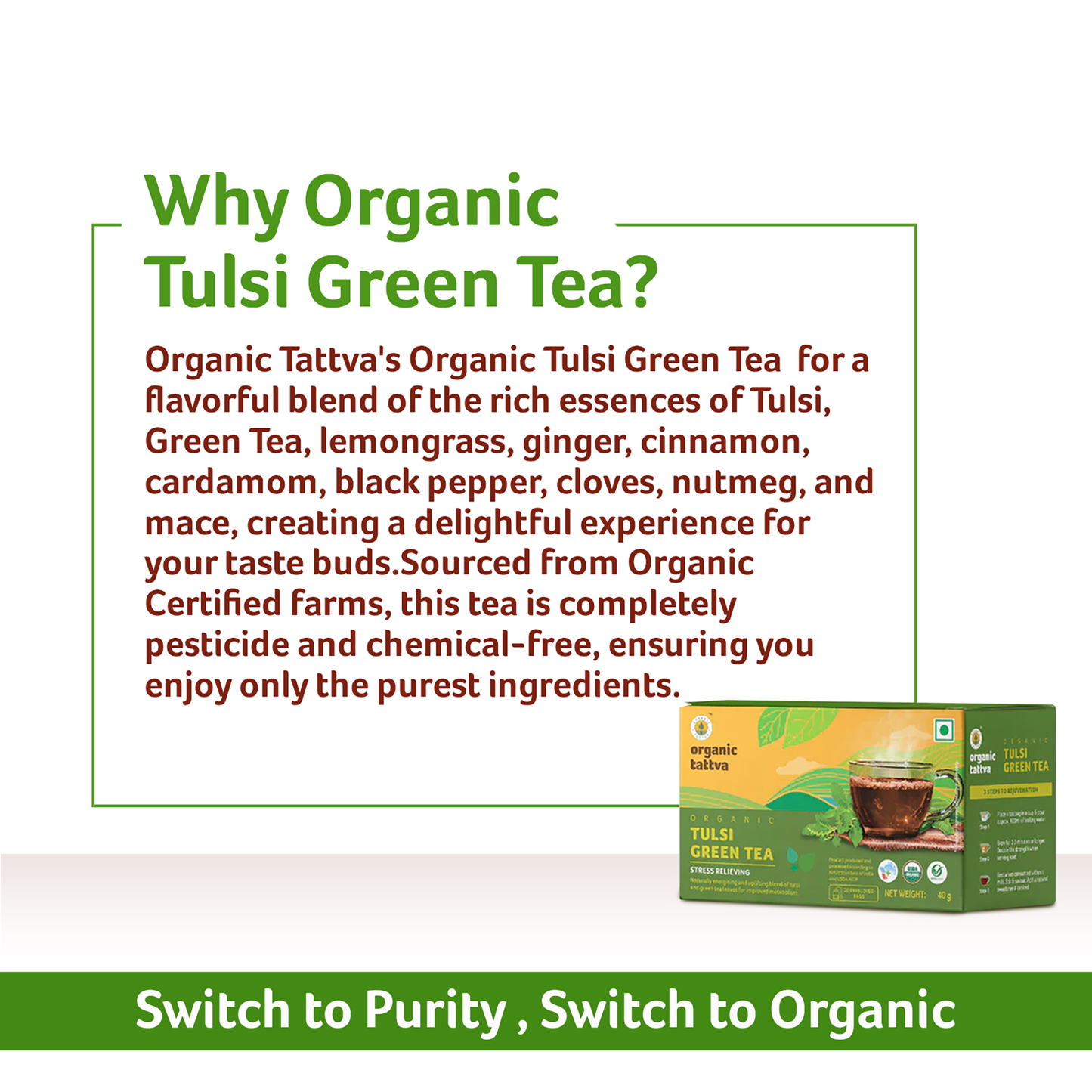 Organic Tattva Organic Tulsi Green Tea (20 teabags)