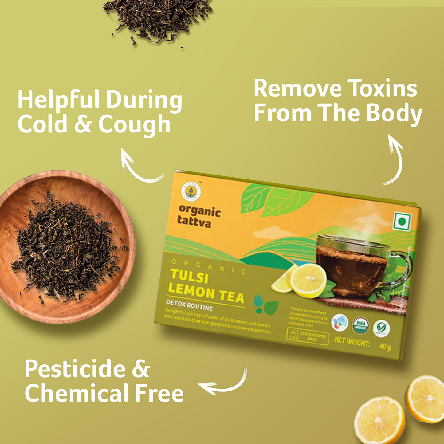 Organic tattva Organic Tulsi Lemon Tea (20 teabags)