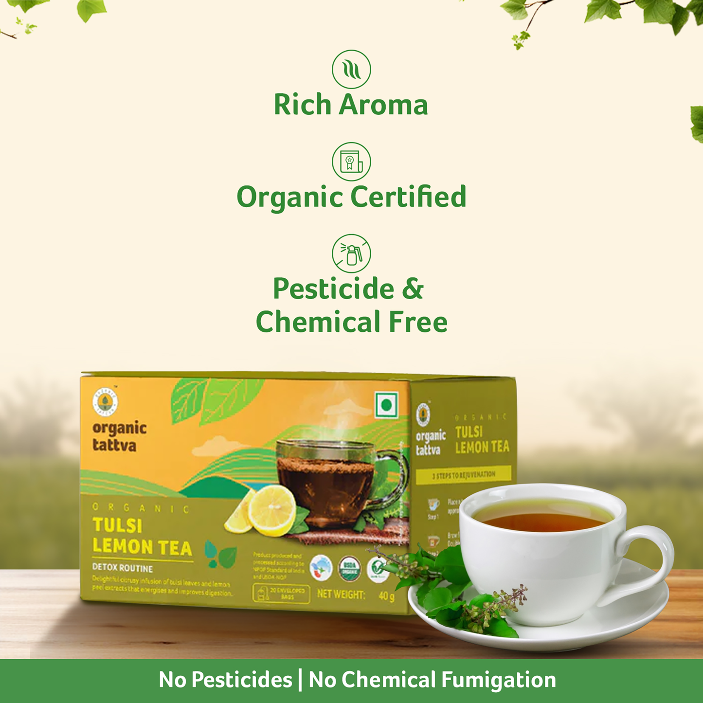 Organic tattva Organic Tulsi Lemon Tea (20 teabags)