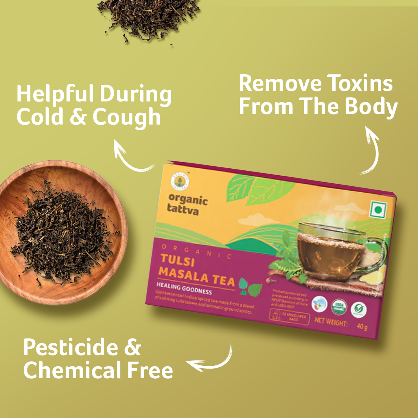 Organic Tattva Organic Tulsi Masala Tea (20 teabags)
