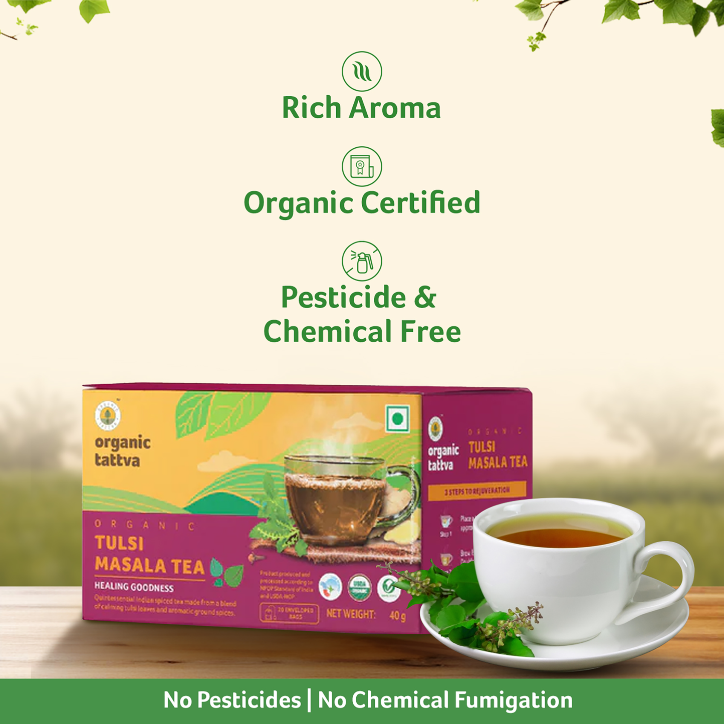 Organic Tattva Organic Tulsi Masala Tea (20 teabags)