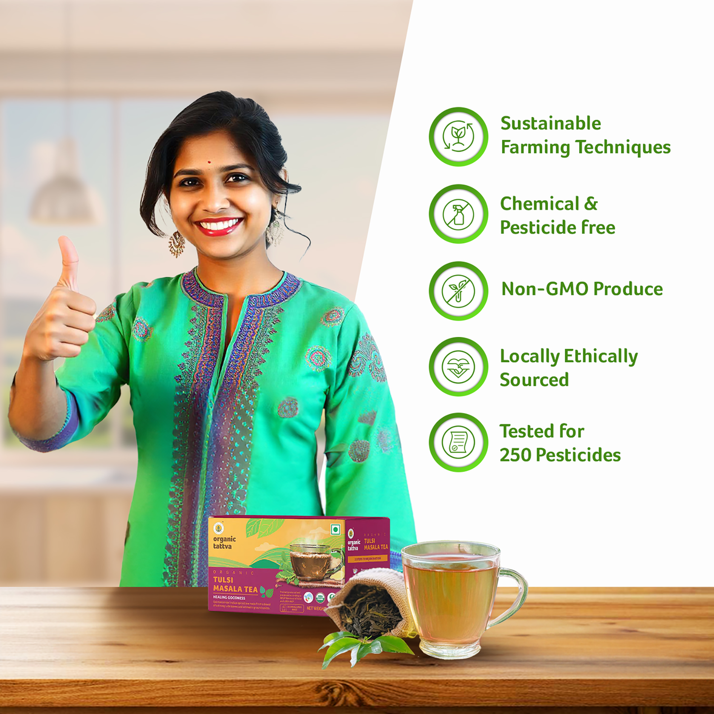 Organic Tattva Organic Tulsi Masala Tea (20 teabags)