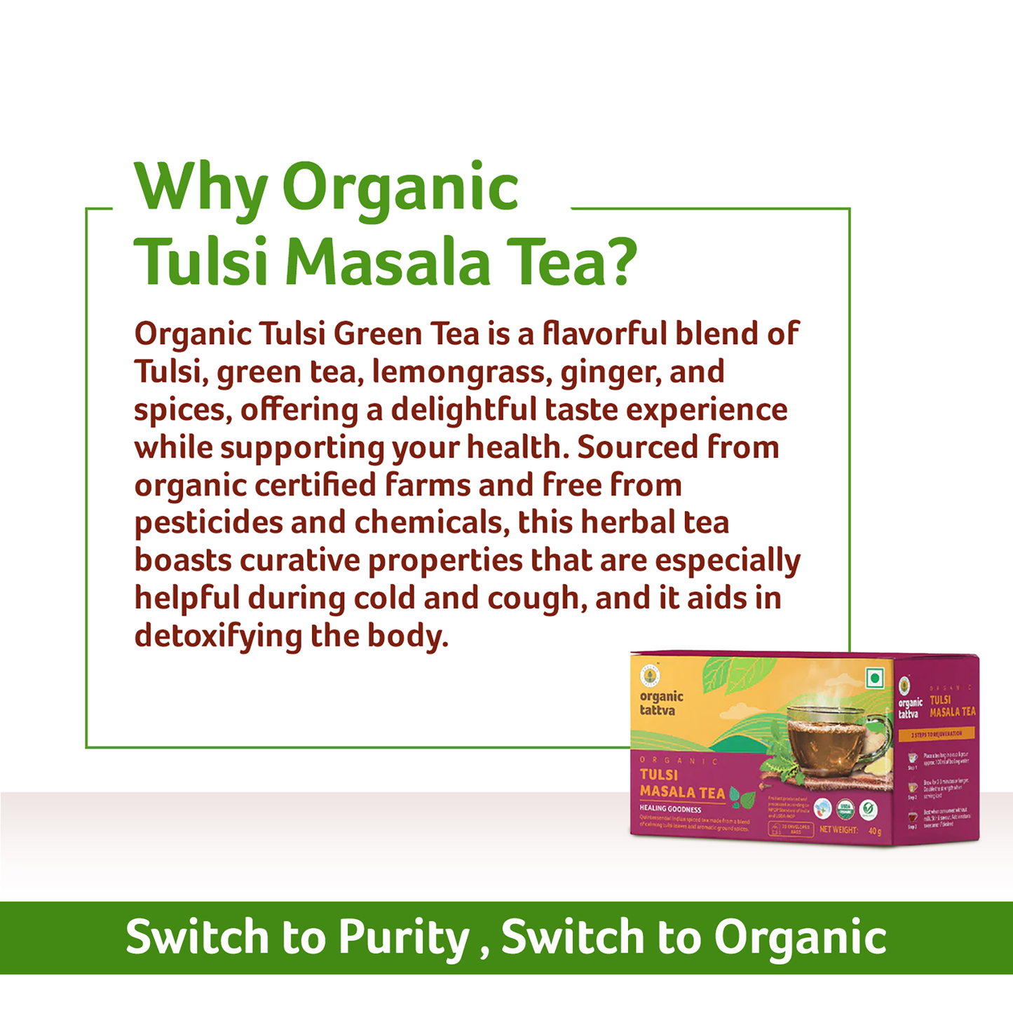 Organic Tattva Organic Tulsi Masala Tea (20 teabags)