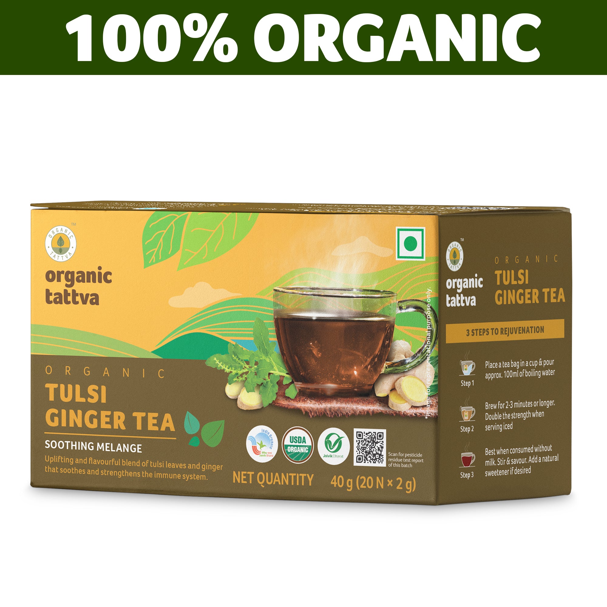 Organic tattva Organic Tulsi Ginger Tea (20 teabags)