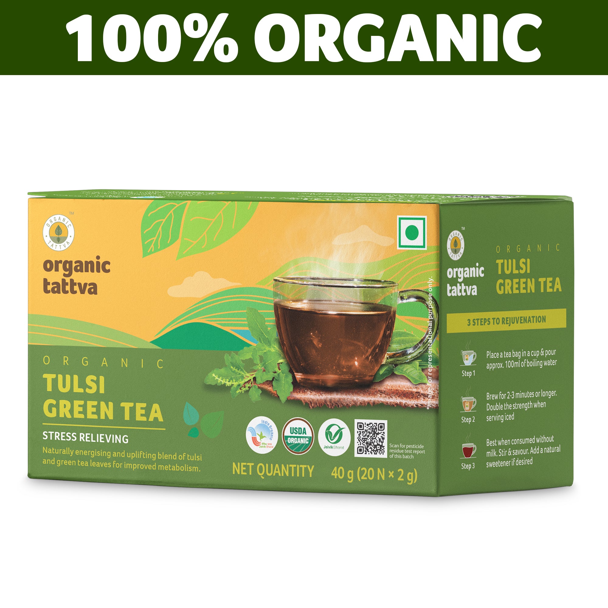 Organic Tattva Organic Tulsi Green Tea (20 teabags)
