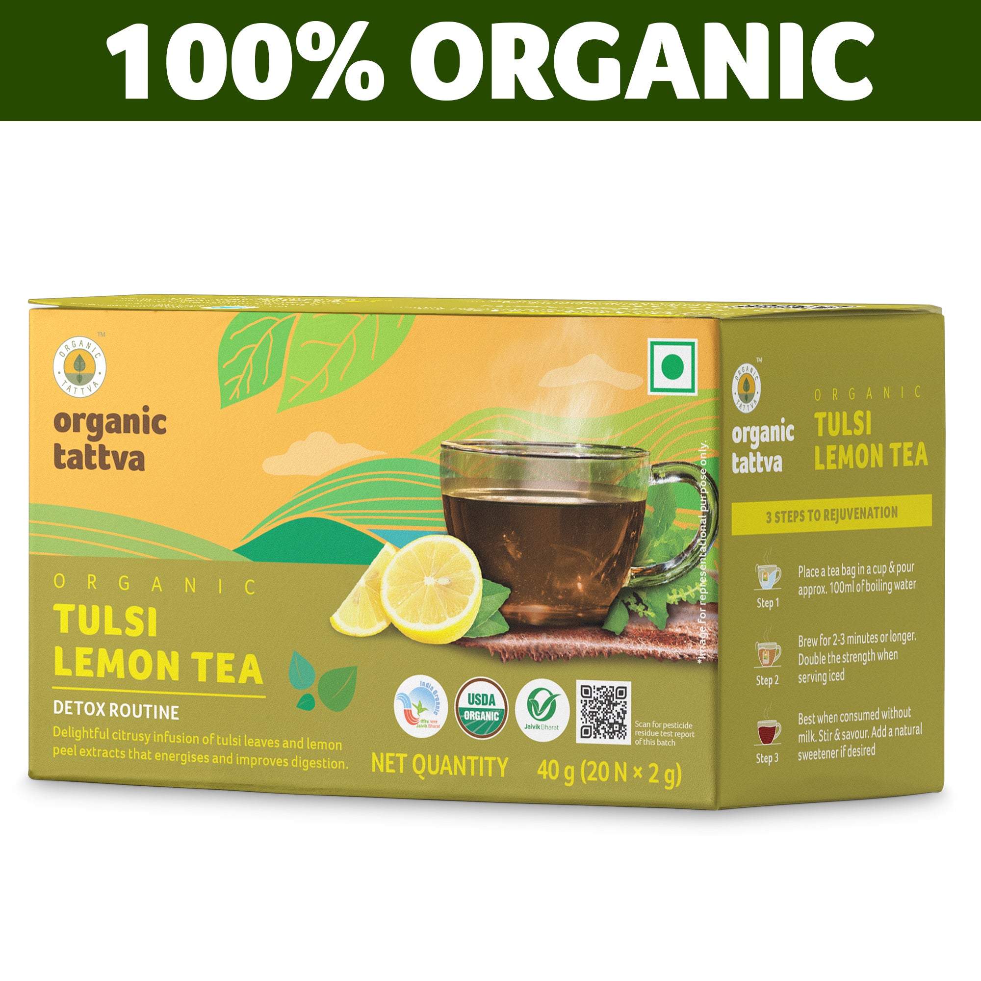 Organic tattva Organic Tulsi Lemon Tea (20 teabags)