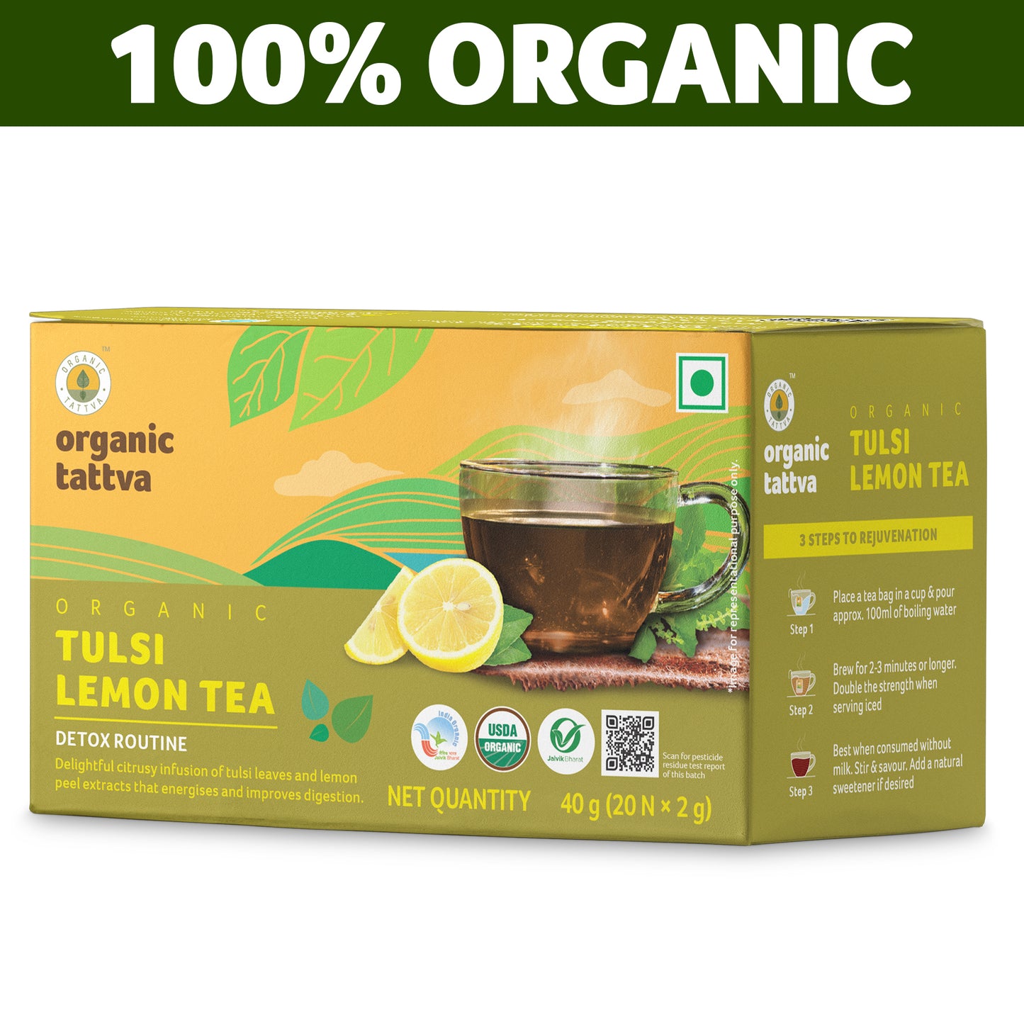 Organic tattva Organic Tulsi Lemon Tea (20 teabags)