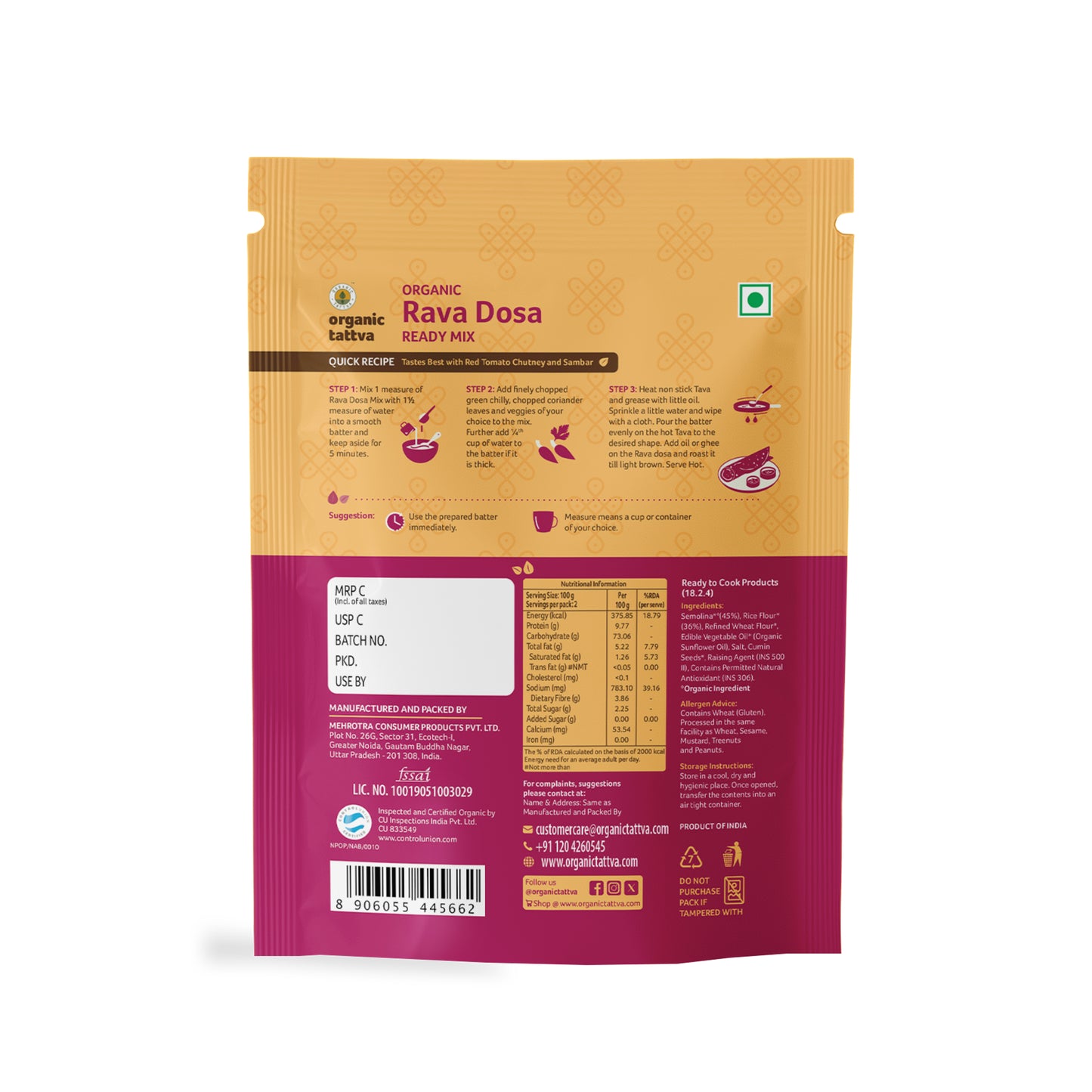 Organic Tattva Organic Rava Dosa Ready Mix